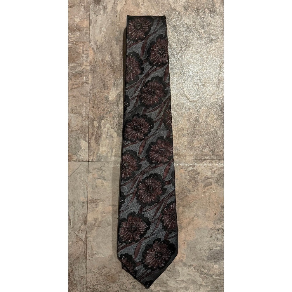 Oscar de la Renta Men's Vintage Silk Tie Blue Floral Pattern Designer Necktie